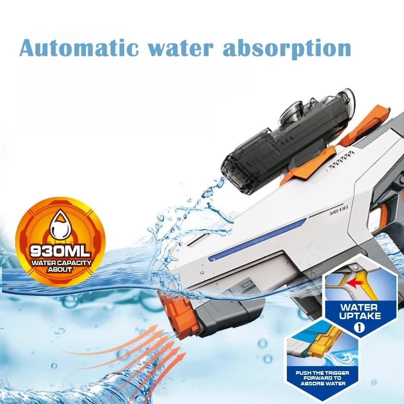 Fully Automatic Suction Water Gun Electric Toy High Pressure Water Blaster Pool Summer Outdoor Beach Pool Battle Party Water Toy