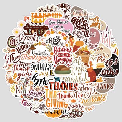 50 New Thanksgiving Series Graffiti Stickers, Creative Stationery Stickers, Water Cup, Computer Waterproof Decorative Stickers