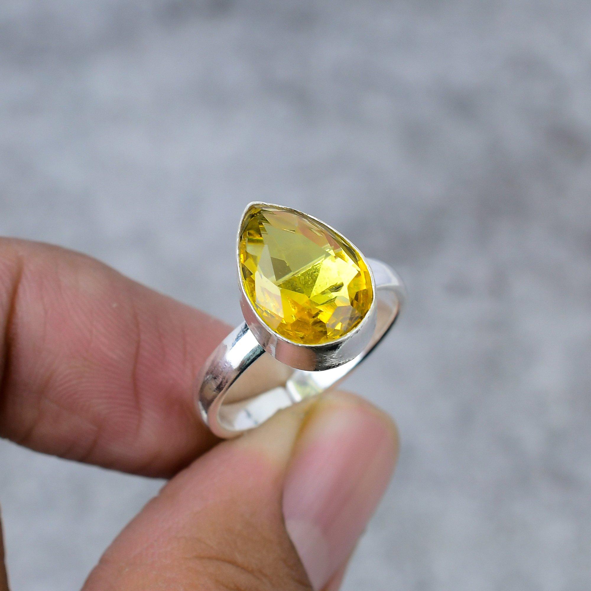 

Citrine Gemstone Handmade 925 Sterling Silver Jewelry Ring Size 7 M-277