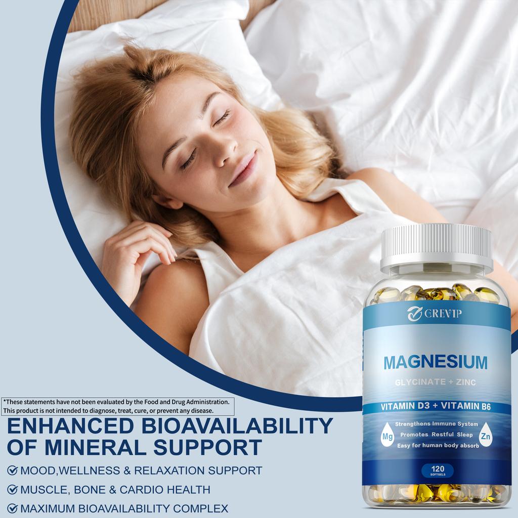 GREVIP contains magnesium glycine, zinc, vitamin D3, and vitamin B6 to support nerve, muscle, bone, and heart health.