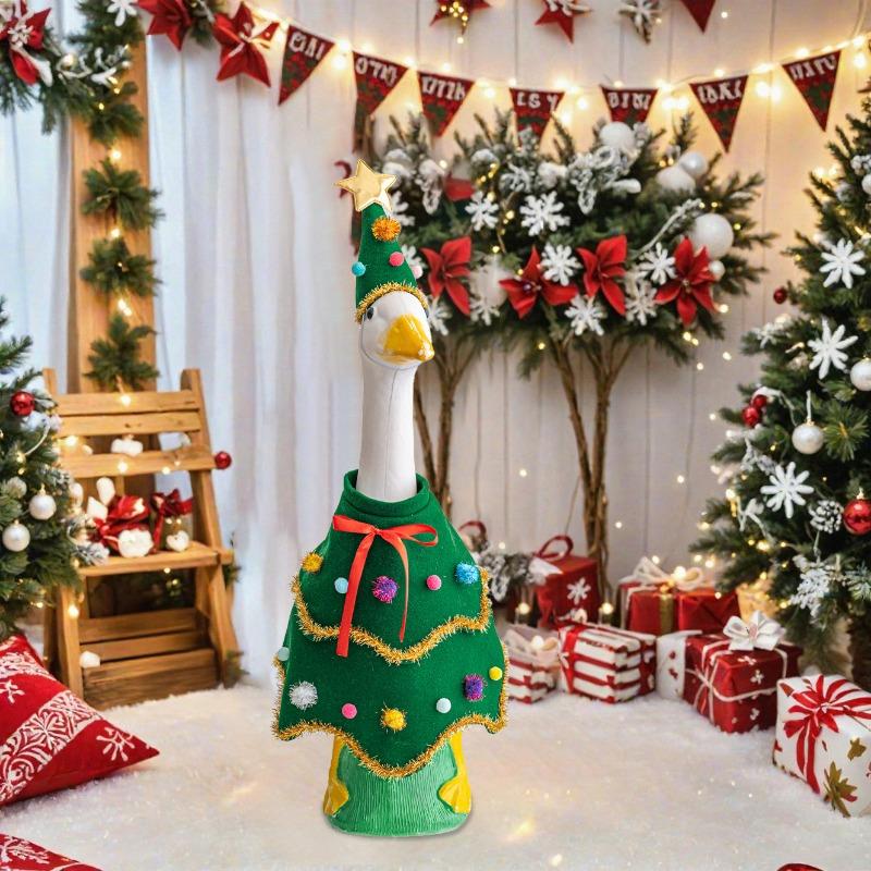 1pcs Christmas Porch Goose Costume Festive Felt Goose Suit for Outdoor Tree Decoration Garden Yard Ornament