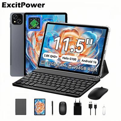 Tablette ExcitPower T12 Pro 11,5" Android 16 32 Go + 256 Go + 2 To Widevine L1 4G Wi-Fi