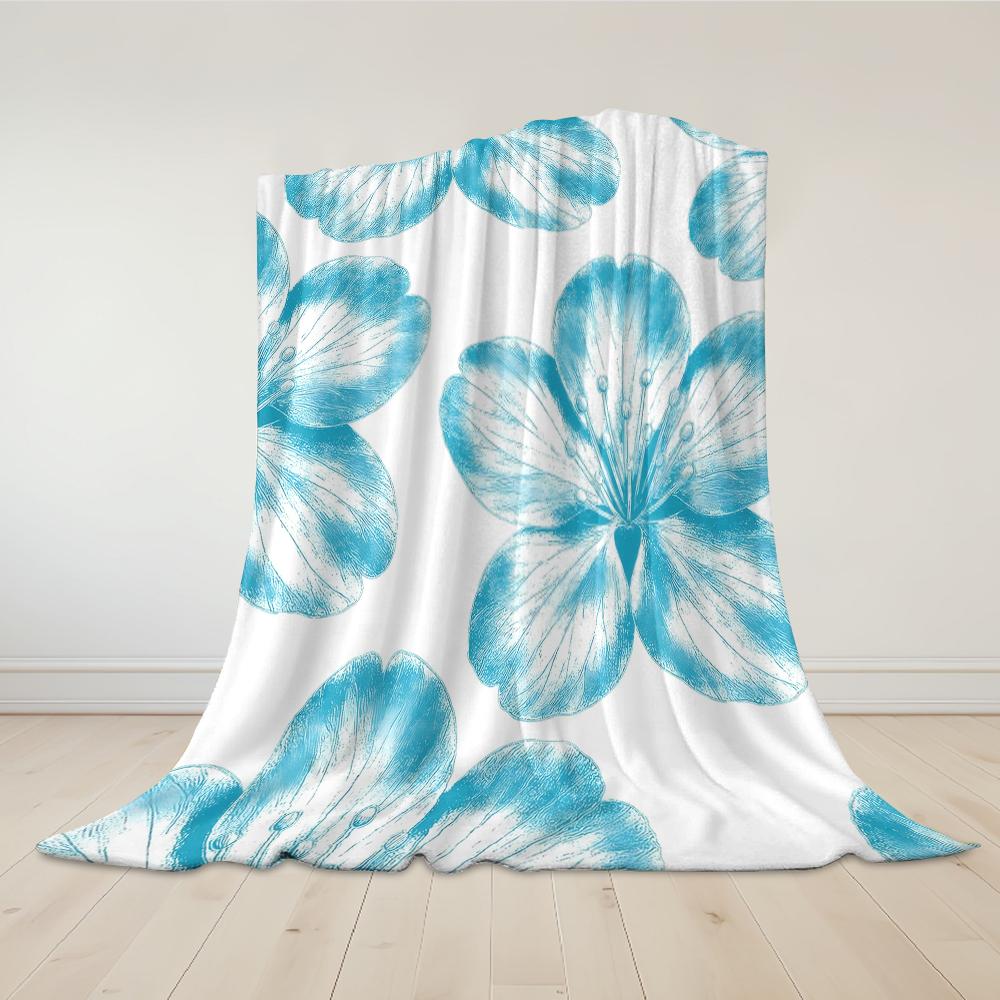 Turquoise Petal Weave Flannel Blanket Warm Soft Halloween Christmas Couch Warm Cozy Decorative Decor Gift for All Season