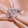 2022 New Design Leaf Branch Design Female Finger Ring Luxury Cubic Zirconia Wedding Rings for Women Party Fashion Jewelry