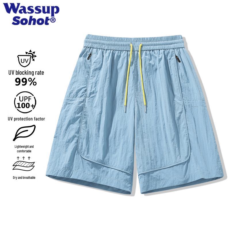 Wassup Sohot Men s Ice Silk Quick-Dry Loose Shorts S