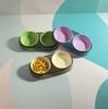 Transparent ins wind macaron color cat and dog feeding bowl water food integrated cat and dog eating utensils anti-overturning double bowls for pets