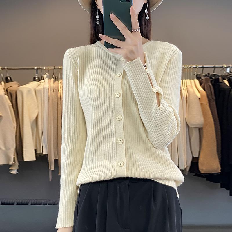 

Весенне-осенний женский вязаный свитер, вязаный кардиган с круглым вырезом и шнурком, внешний свитер с длинными рукавами XXL бежевый