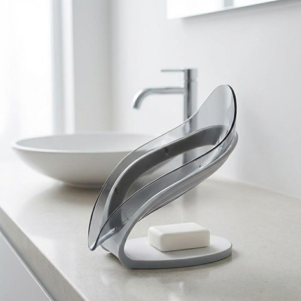 

Creative Leaf Shaped Suction Cup Soap Box Soap Organizer Soap Rack Laundry Soap Organizer Bathroom Storage Accessories серый