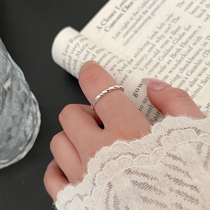 Korean Version Plain Ring Irregular 925 Sterling Silver Versatile Ring Women's Niche Ins Style Design Non-fading Combination Ring