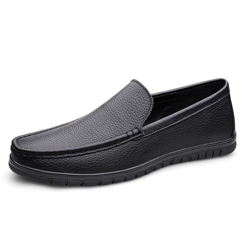 Men s Summer Slip-On Casual Leather Shoes - Large Size Cowhide Formal Dad Shoes Size 39