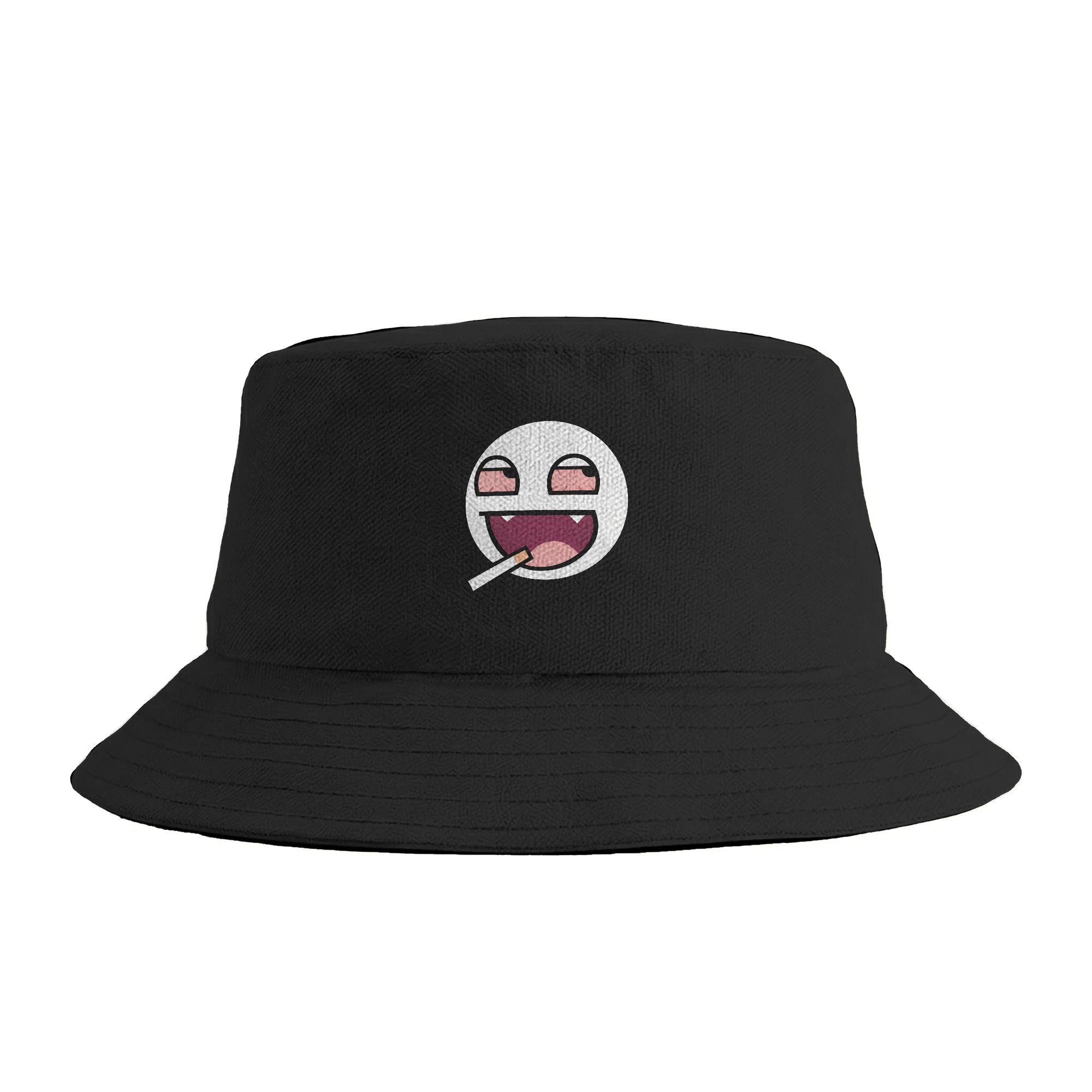 Unisex Epic Face Domo Kun Funny Meme Bucket Hat Personality FisherUnisex Hats Summer Classic Vacation Caps Hip Hop Sunscreen Hat One Size