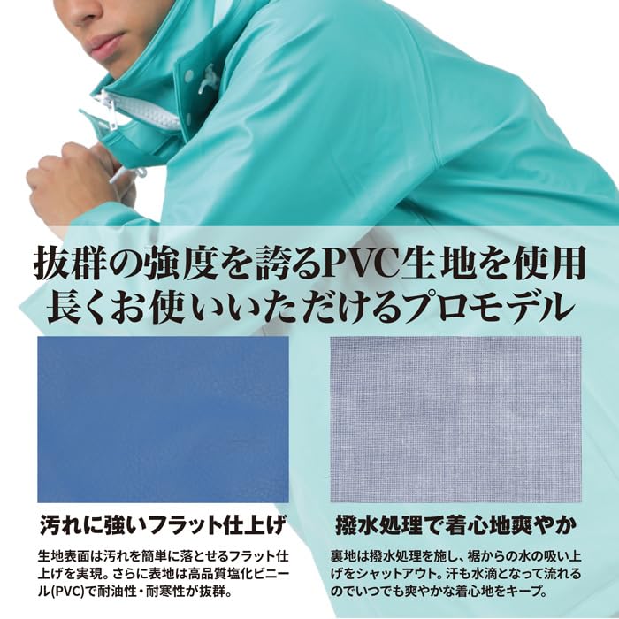 [Sea Version] Professional Raincoat PVC Jacket for Factory, Commercial, and Fishery Use (Blue, 5L)