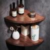 Yipan Black Walnut Style Double-Layer Bathroom Corner Shelf