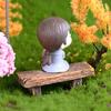 Micro Landschaft Romantische Hocker Handwerk Harz Doppel Garten Bank Figurine Dekor