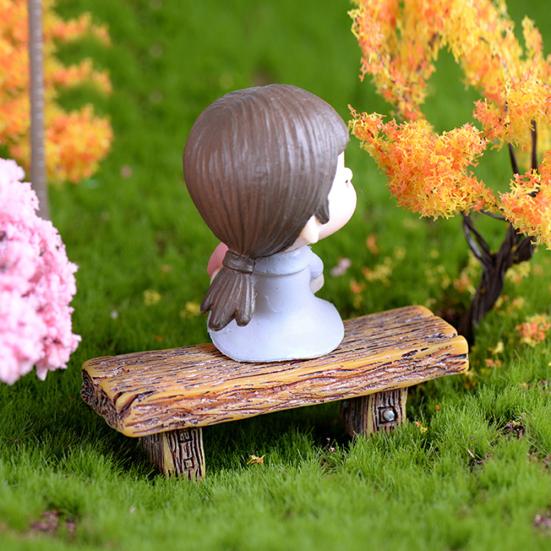 Micro Landscape Romantic Stool Craft Resin Double Garden Bench Figurine Decor