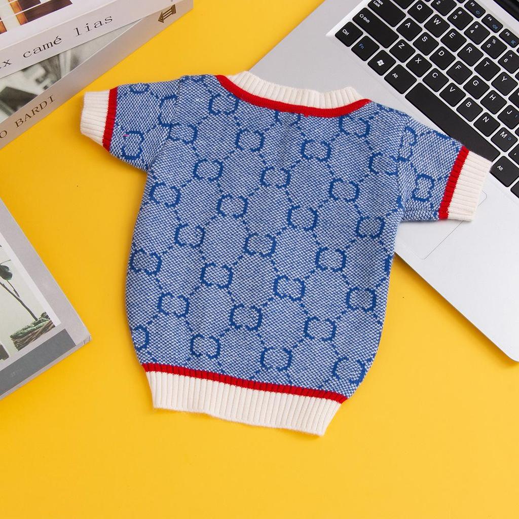New Designer Tide Brand Pet Sweater Autumn/winter Knitted Cardigan Puppy Clothes Dog Costume  Bago Teddy Dog Clothing