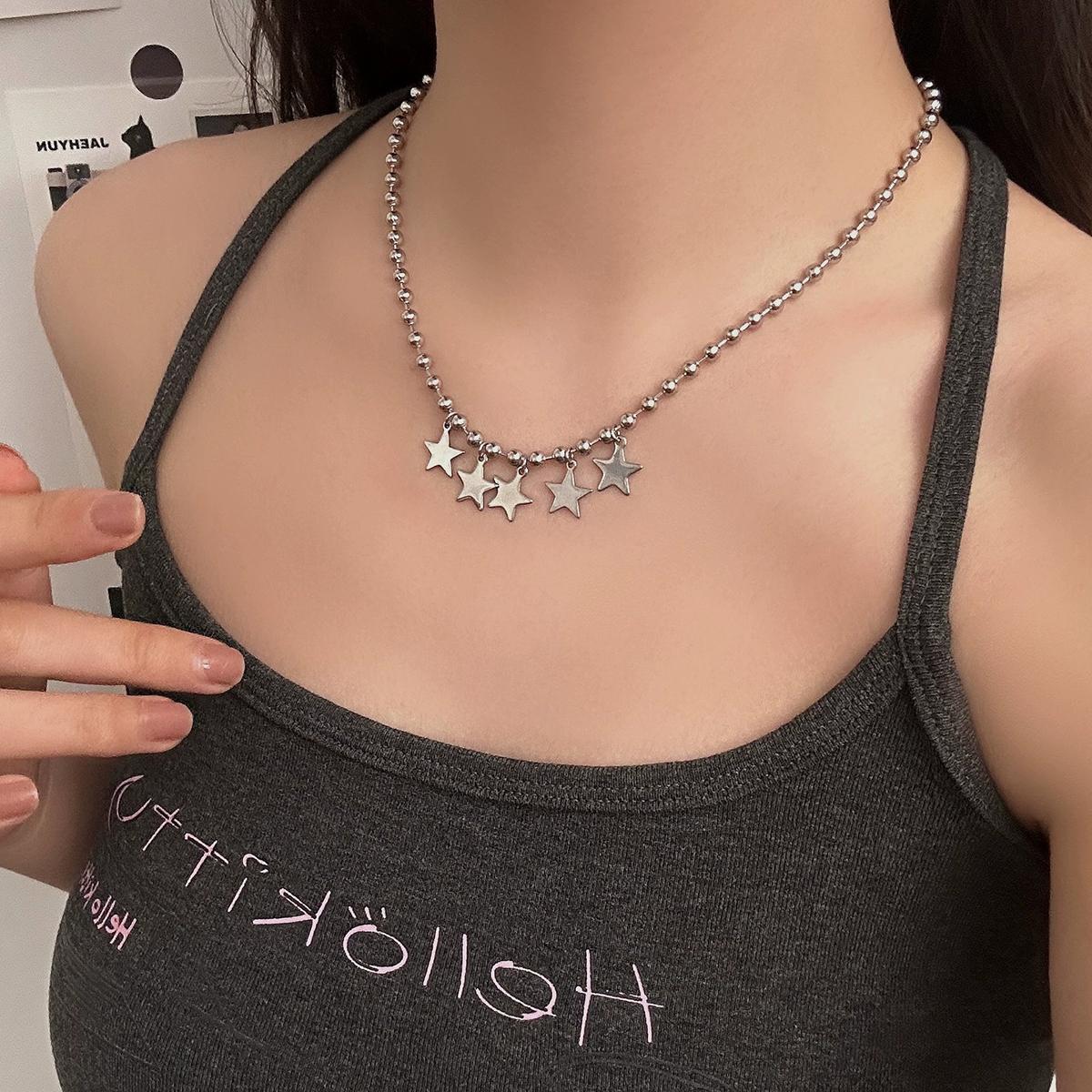 Vintage Star Pin Necklace Exaggerated Unique Creative Design Collarbone Chain Men s Women s Punk Jewelry Accessories Gifts