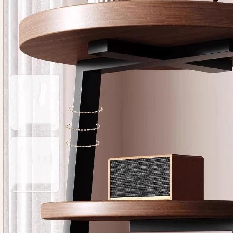 Bedside Cabinet for Home Use, Small Antique Creative Small Round Table Three Story Bedroom Bedside Storage Rack