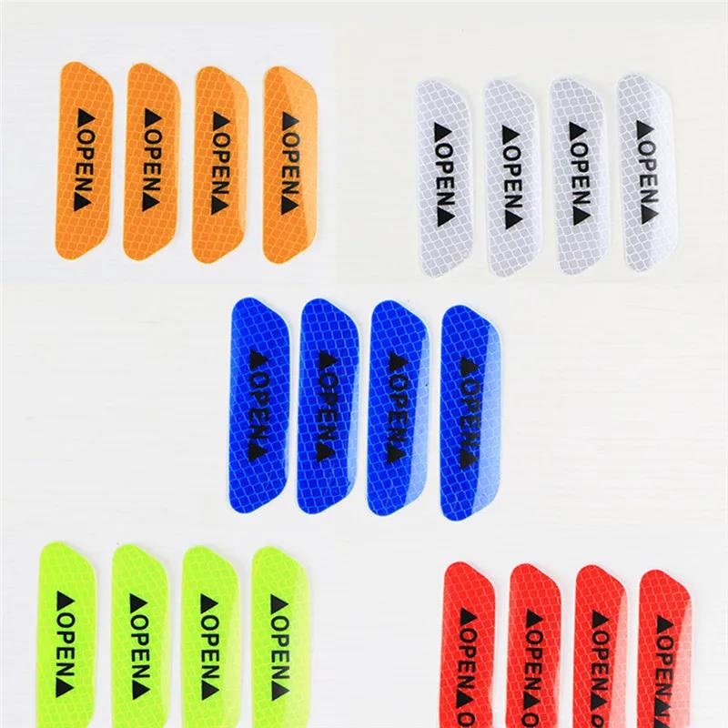 4PCS Reflective Car Door Sticker Safety Opening Warning Reflector Tape Decal Car Accessories Exterior Interior Reflector Sticker