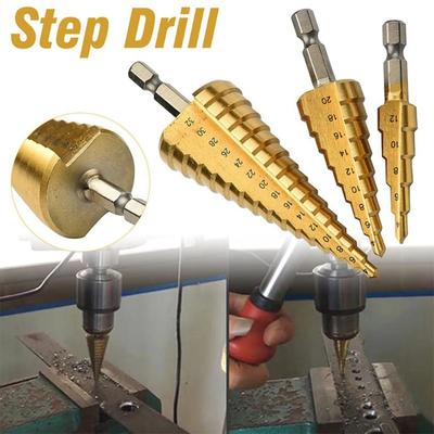 Titanium Plated Drill Bits Reaming Tool Hole Opener Electric Grinder Bits Bearing Steel Drill Bits Hexagonal Shank Pagoda Drill
