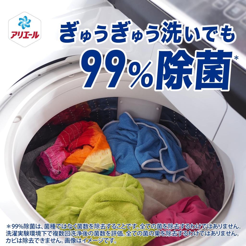 Ariel Liquid Laundry Ultra Antibacterial Disinfects the Entire Washing Subtle 2210g Detergent, Premium, Machine, Refreshing, Scent, Refill, [Large