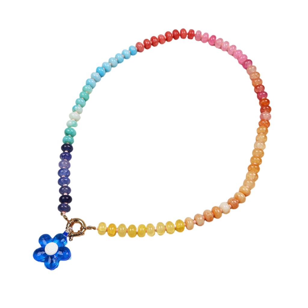 Delicate Floral Beaded Necklace Handcrafted Glass Jewelry Lightweight Design Excellent Gift For Her