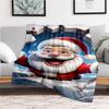 "Christmas Santa Claus Breaking Through Ice Wallpaper"Blanket Flannel Throw Blanket for Sofa, Bed, Travel, Camping, Office