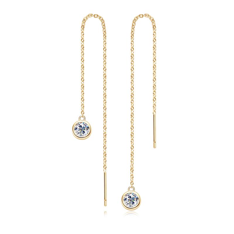 China Manufacturer Round Cut 5mm 0.5ct Moissanite 925 Sterling Silver Ladies Fashion Dangle Tassel Earrings
