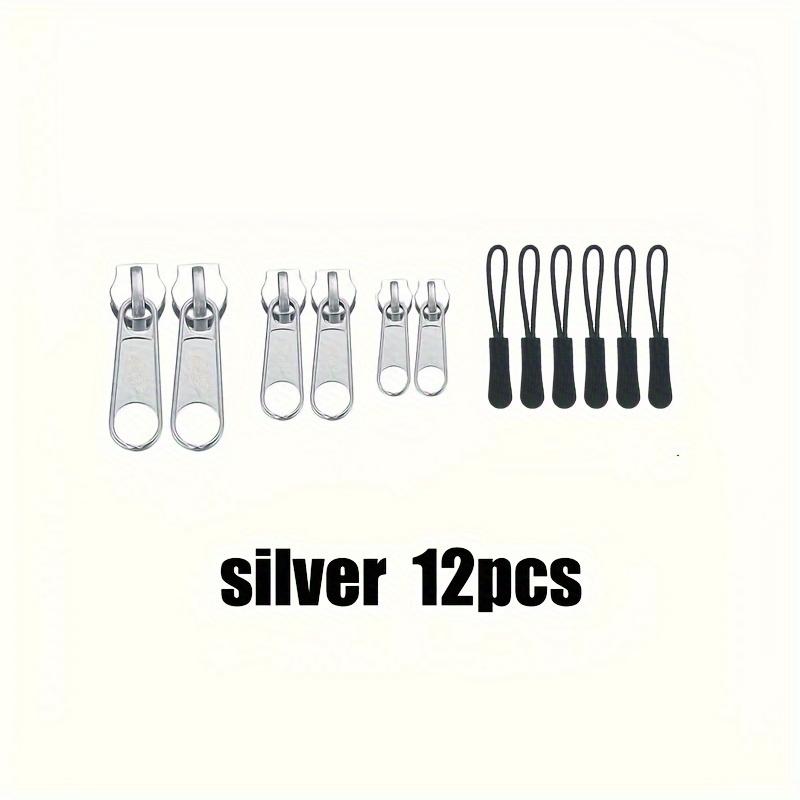 12pcs instant zipper repair kit with zipper drawstring extender, various sizes suitable for universal design of jackets, wallets