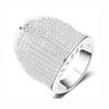 Huitan Gorgeous Sparkling Wide Ring Luxury Lady Wedding Party Zircon with Shiny Zirconia Luxury Zinc Alloy Color Finger Accessories