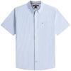 Simple Pocket Small Embroidered Logo Casual Commuter Cotton Fit Striped Short Sleeve Shirt Men Shirts 78JA378