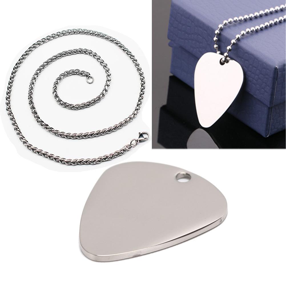 1.5mm-Thick Metal Pick with Holes Guitar Pick Necklace Metal Pick with Chain