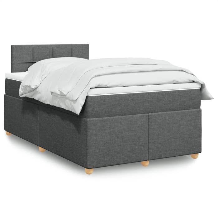 Maison Exclusive - Sommier à lattes de lit avec matelas gris foncé 120x190cm tissu