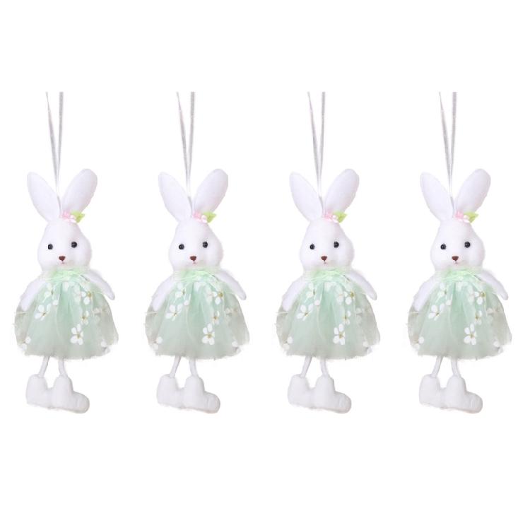 4Pcs Holiday Rabbit Ornaments with Dress Finish for Decorating Holiday Tables Garden and More