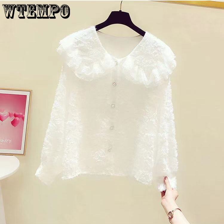 Padded and Thickened Autumn and Winter Models Shirt Female Temperament Lace Edge Yangqi Bottoming Casual Shirt Thin Versatile Blouse