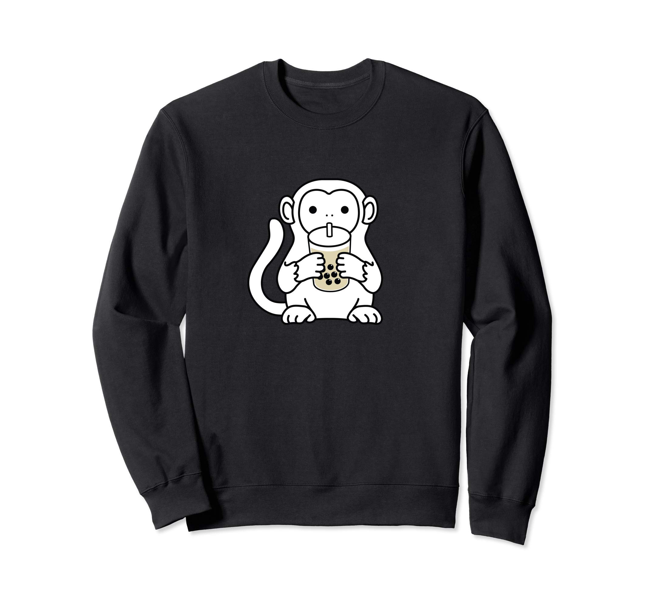 

Cute Baby Monkey Drinking Boba Bubble Milk Tea Sweatshirt чёрный