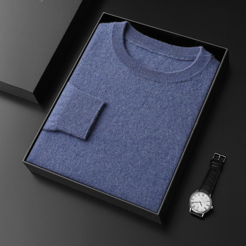 Herren Pullover aus reiner Kaschmirwolle mit Rundhalsausschnitt - Herbst/Winter Business Casual Strickpullover