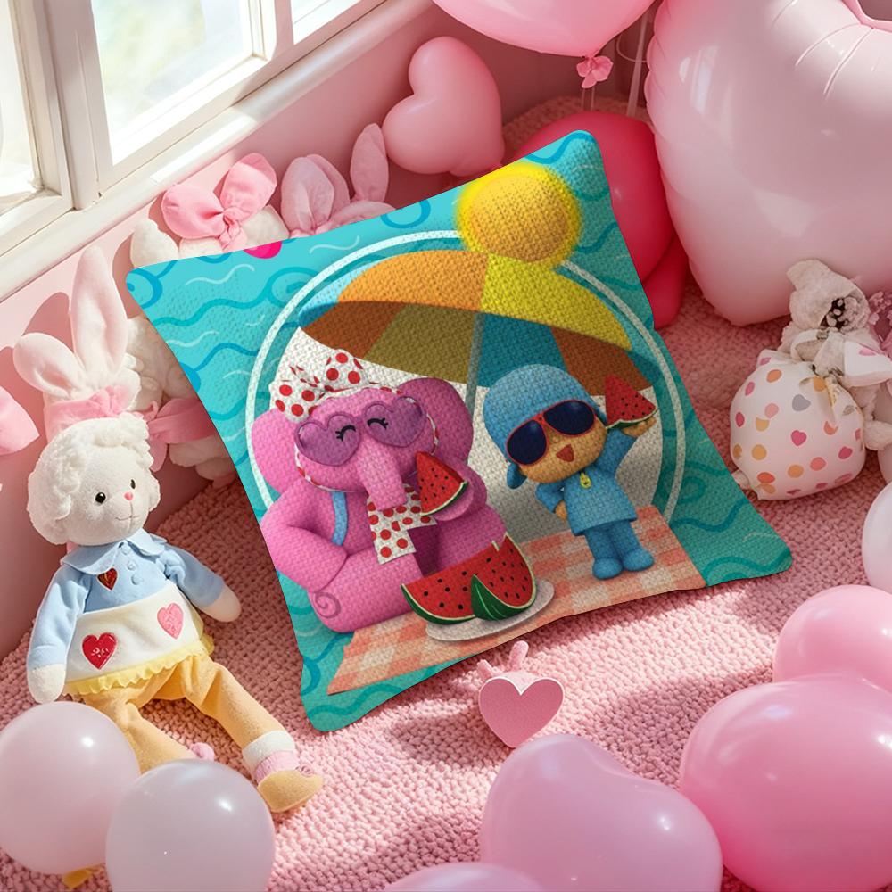 B-Boy-Girl-Pocoyo Kissenbezug Natürlicher Leinen Bio-Stoff Beidseitiger Druck Sofa Heimdeko Geschenk Kissenhülle