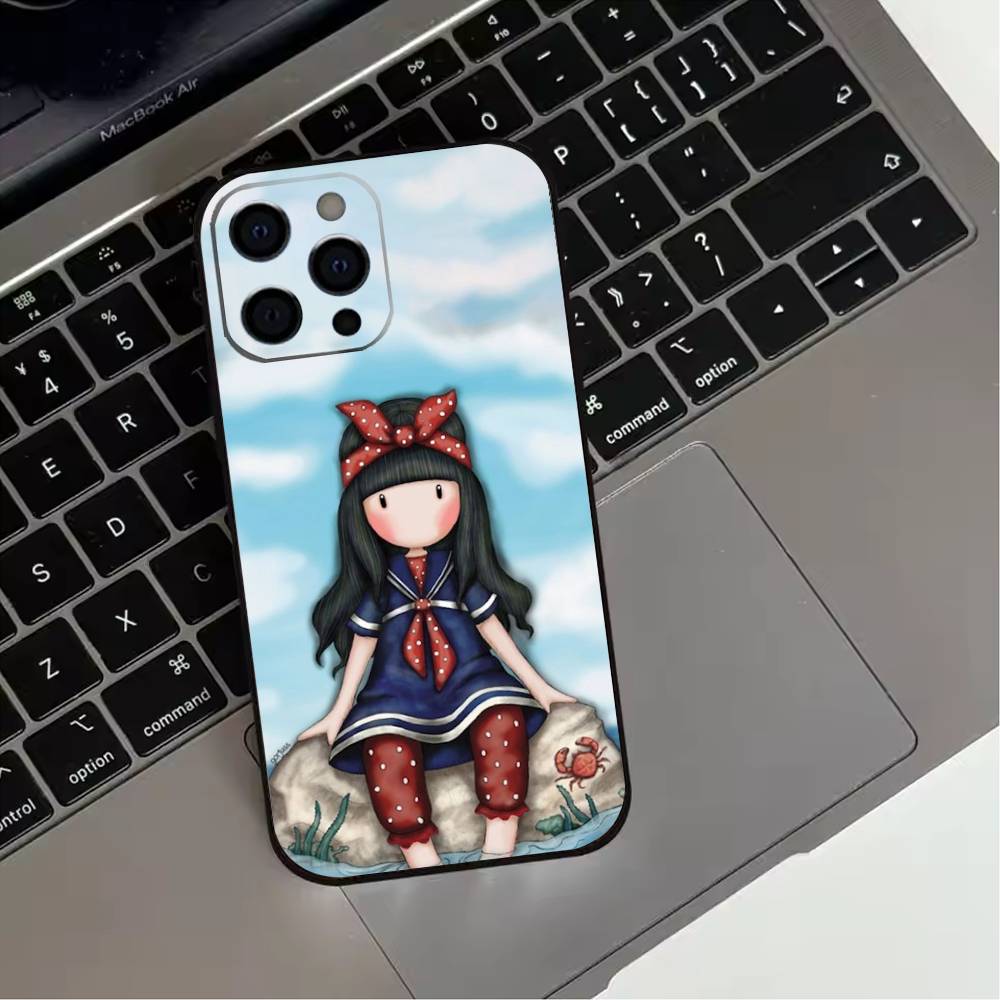 Lovely Santoro G-Gorjuss Series Phone Case For iPhone 17,16,15,14,13,12,11 Plus,Pro Max,XS,Soft Silicone Black Cover