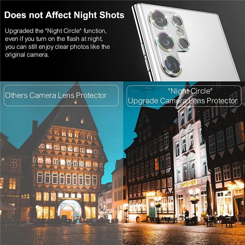 Bling Glitter Diamond Camera Lens Protector for Samsung Galaxy S22 S24 Ultra S23 Plus S24Ultra S 24 Tempered Glass Full Cover
