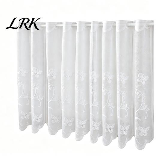 Light Filtering Small Window Panels White Lace Kitchen Curtain, Rustic Floral Over Sink Short Elegant Decor for Living Room Sheer Scalloped