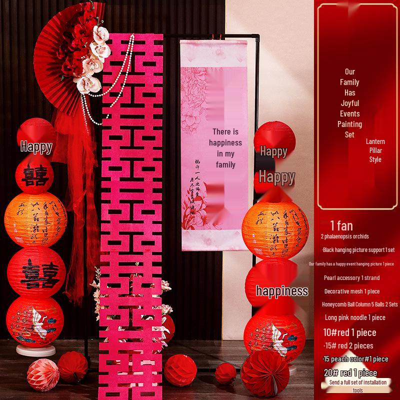 Balayı Süiti Düğün Dekorasyon Seti: Oturma Odası Fotoğraf Sergisi için Çift Mutluluk Parşömeni ve Süs