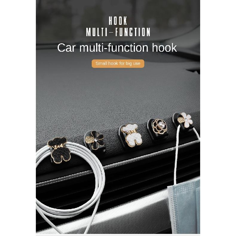 Mini Hook In The Car Center Console Seat Back Camellia, Bear, Multi-functional Storage ABS Data Cable Small Hook Auto