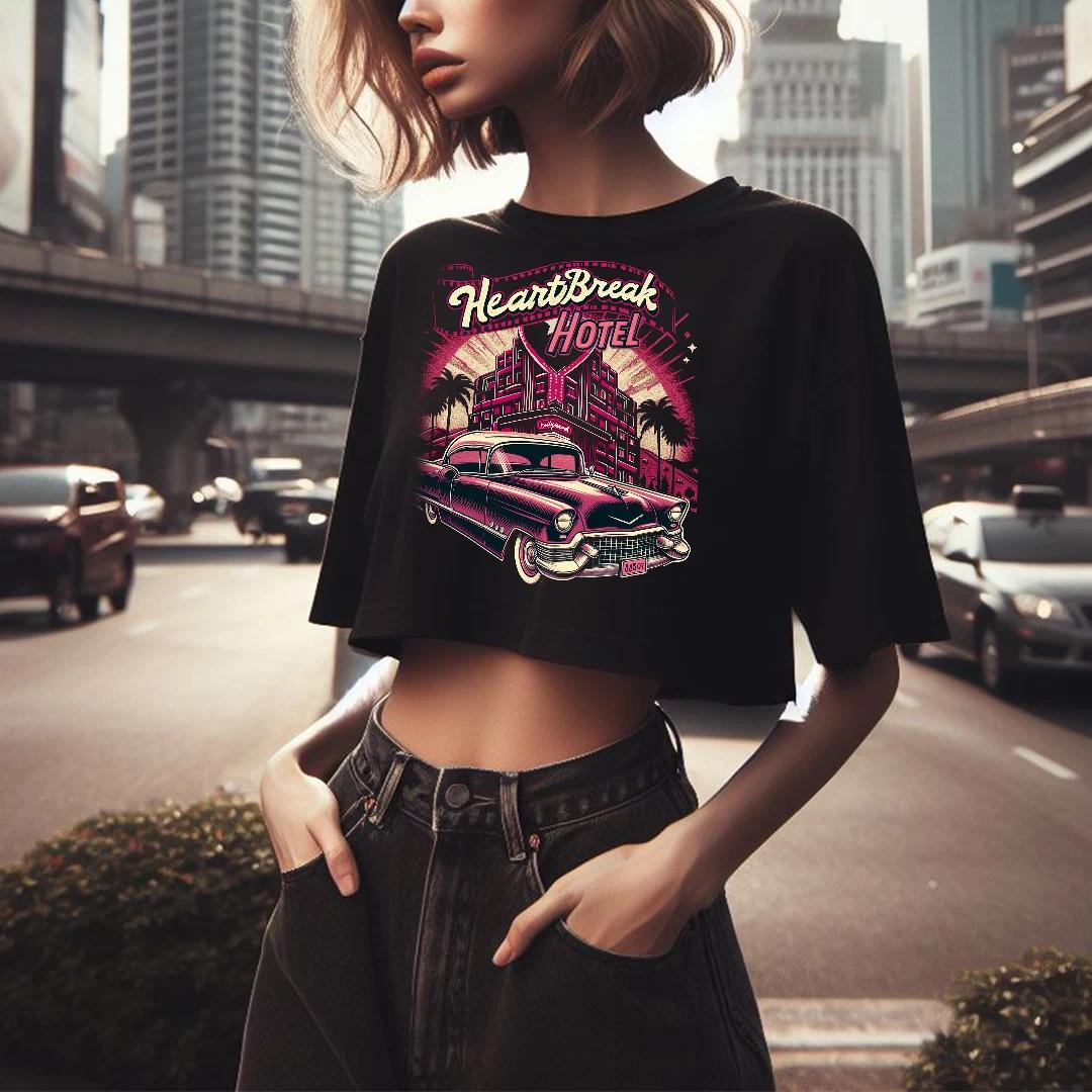 HeartBreak Hotel Hollywood Elvis Presley 1955 Pink Fleetwood Crop Top S