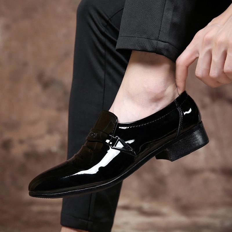 See Men 'S Patent Leather Oxfords Fashion Design Black Party Buckle Business Shoes White Wedding Dress Shoes Plus Size38 -48