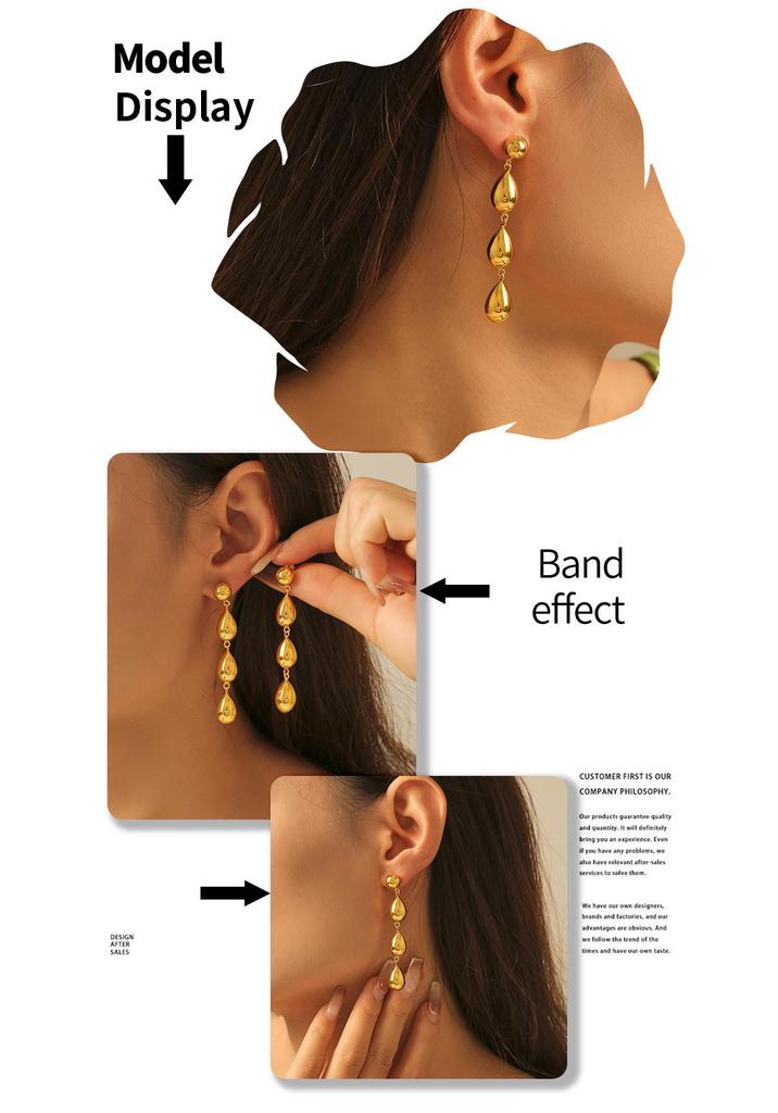18k Gold-Plated Geometric Tassel Earrings for Women - Light Luxury, Versatile Design, Copper