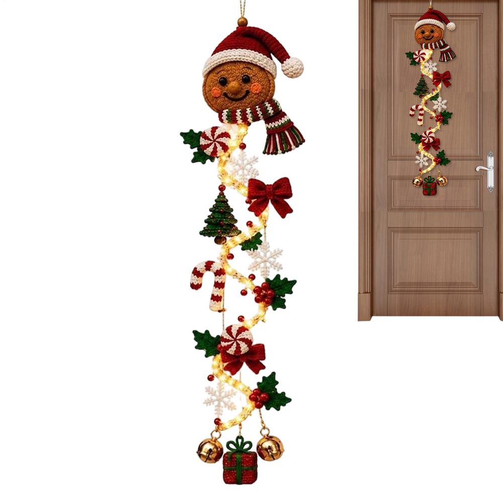 Glowing Christmas Door Decor Hangable Seasonal Accent Quilted Swag Lighted Christmas Door Decor Hanger For Home Farmhouse Villa