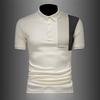 Men's Fashion Short Sleeve Polo Shirt Casual Patchwork Turn-down Collar Summer Breathable Cotton Polos