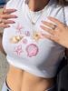 European and American style women's clothing new INS personalized street letter printing short navel short-sleeved T-shirt top