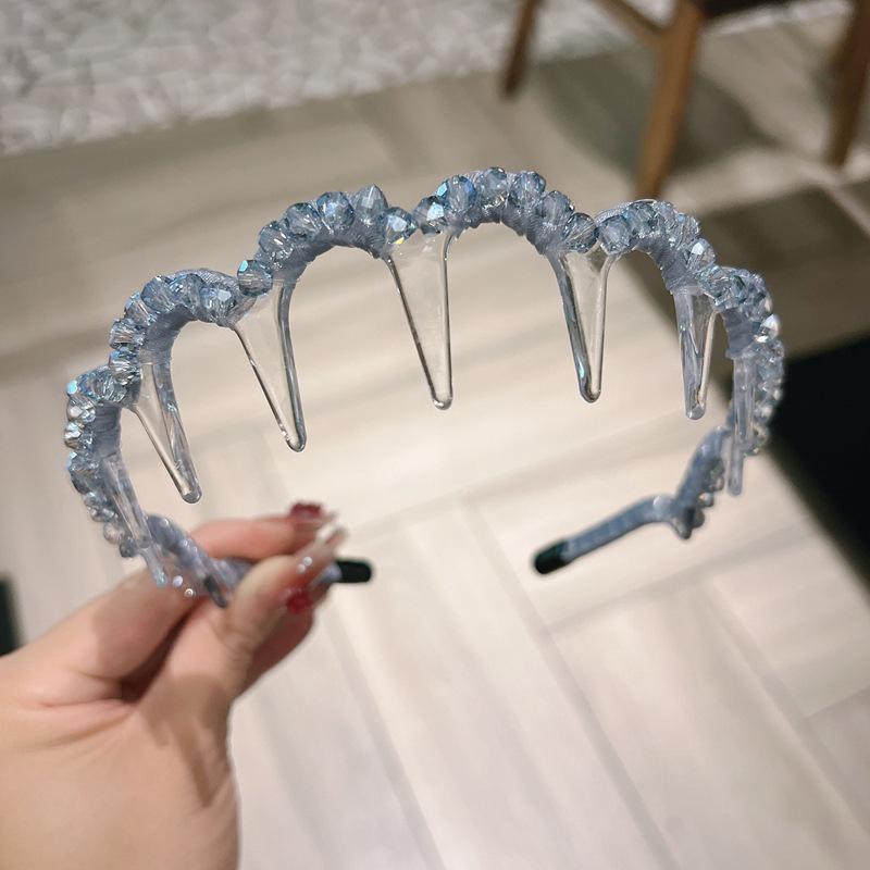 Хрустальная бриллиантовая волнистая повязка на голову - Корейский стиль ретро тонкий аксессуар для волос